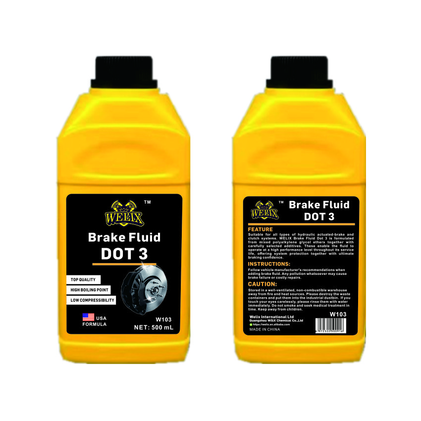 Factory Wholesale Clutch Fluid Car Brake Fluid Machine Brake Oil Dot 3 500ML OEM Brake Lubricants Dot4